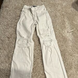 white hollister ripped dad jeans